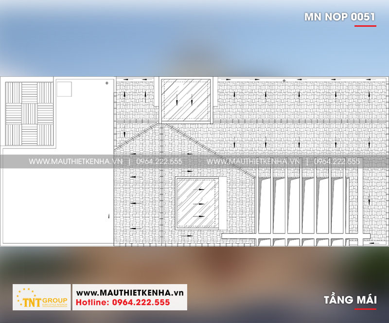 Bản vẽ chi tiết công năng tầng mái nhà ống tân cổ điển diện tích sàn 105m2 